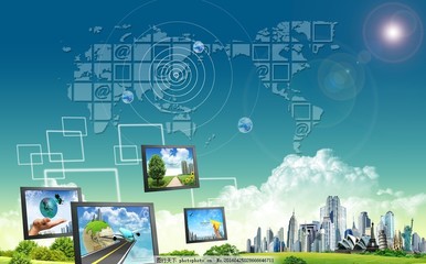 通信技術導航PSD素材 通訊技術發展的視覺橋梁